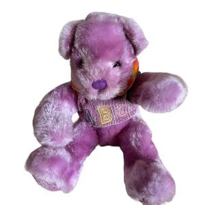 Rich Teddy Bear Purple ABC‎ Shirt Stuffed Plush Toy Soft Fuzzy Size 11" Long